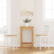 Barkrukken 2 st massief rubberhout wit 62 cm