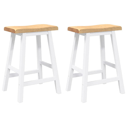 Barkrukken 2 stuks Wit Massief Hout Rubber