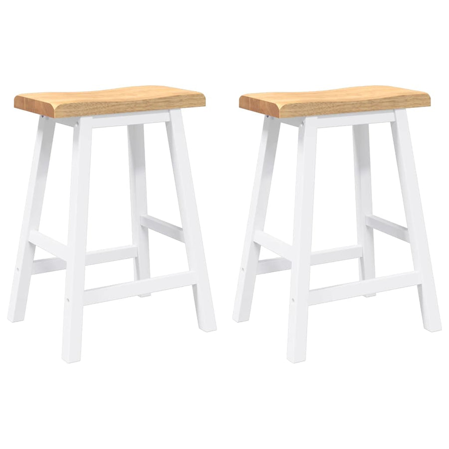 Barkrukken 2 stuks Wit Massief Hout Rubber