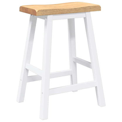 Barkrukken 2 stuks Wit Massief Hout Rubber