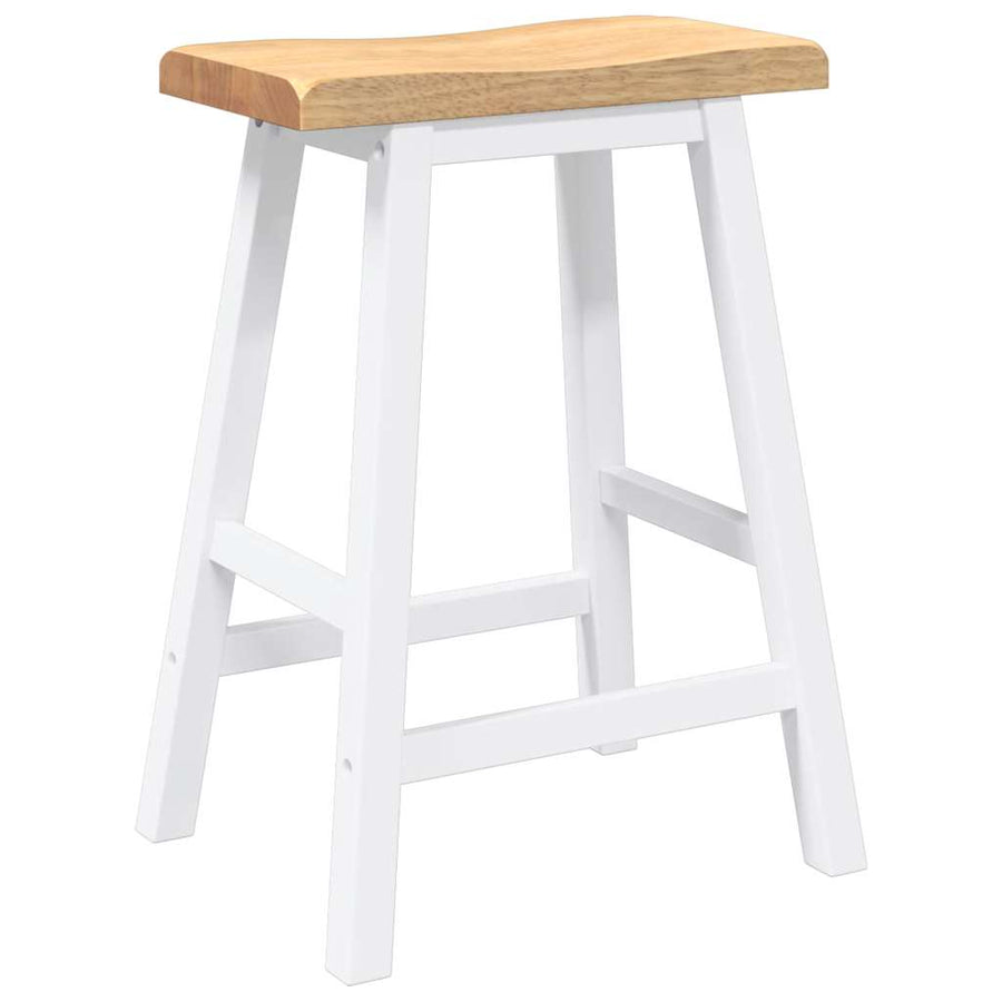 Barkrukken 2 stuks Wit Massief Hout Rubber