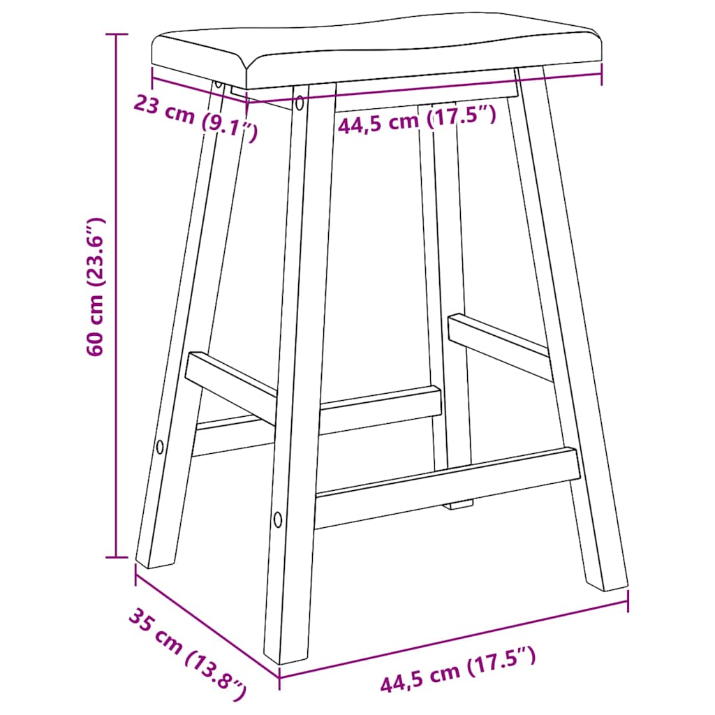 Barkrukken 2 stuks Wit Massief Hout Rubber