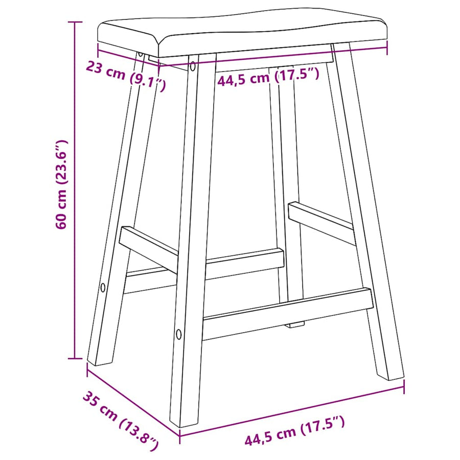Barkrukken 2 stuks Wit Massief Hout Rubber