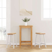 Bar stools 2 pieces White Solid Rubberwood