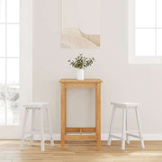 Bar stools 2 pieces White Solid Rubberwood