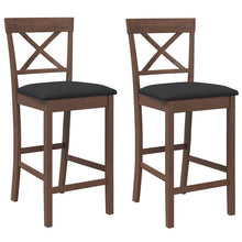Barkrukken met kussens 2 stuks Bruin massief hout rubber