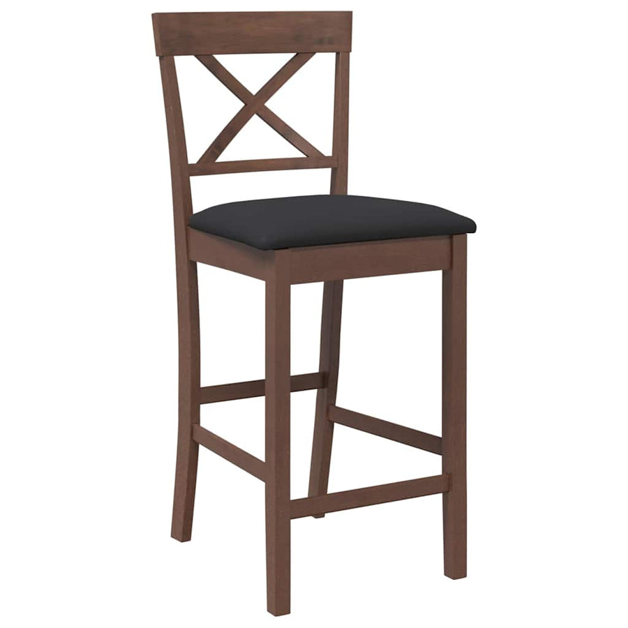 Barkrukken met kussens 2 stuks Bruin massief hout rubber