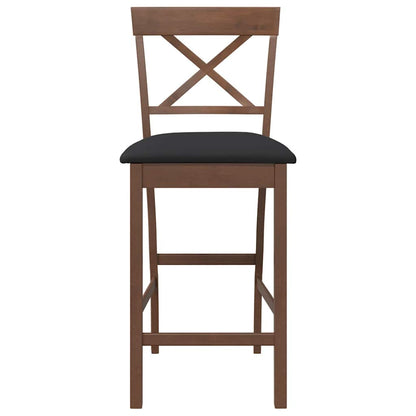 Barkrukken met kussens 2 stuks Bruin massief hout rubber