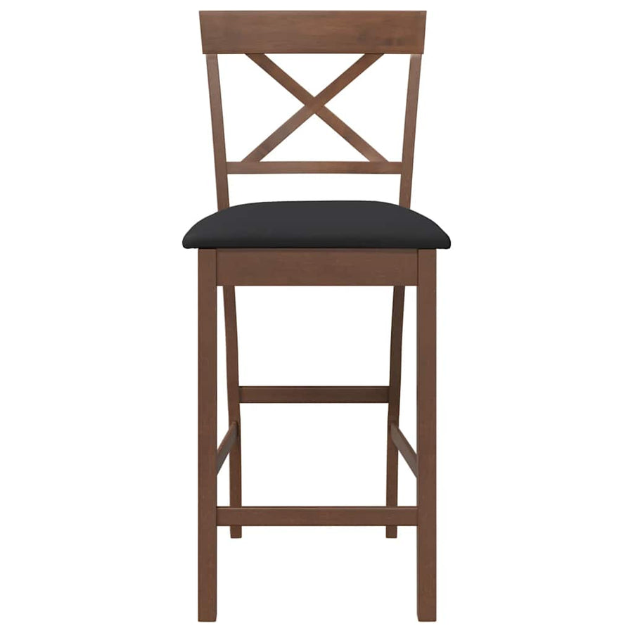 Barkrukken met kussens 2 stuks Bruin massief hout rubber