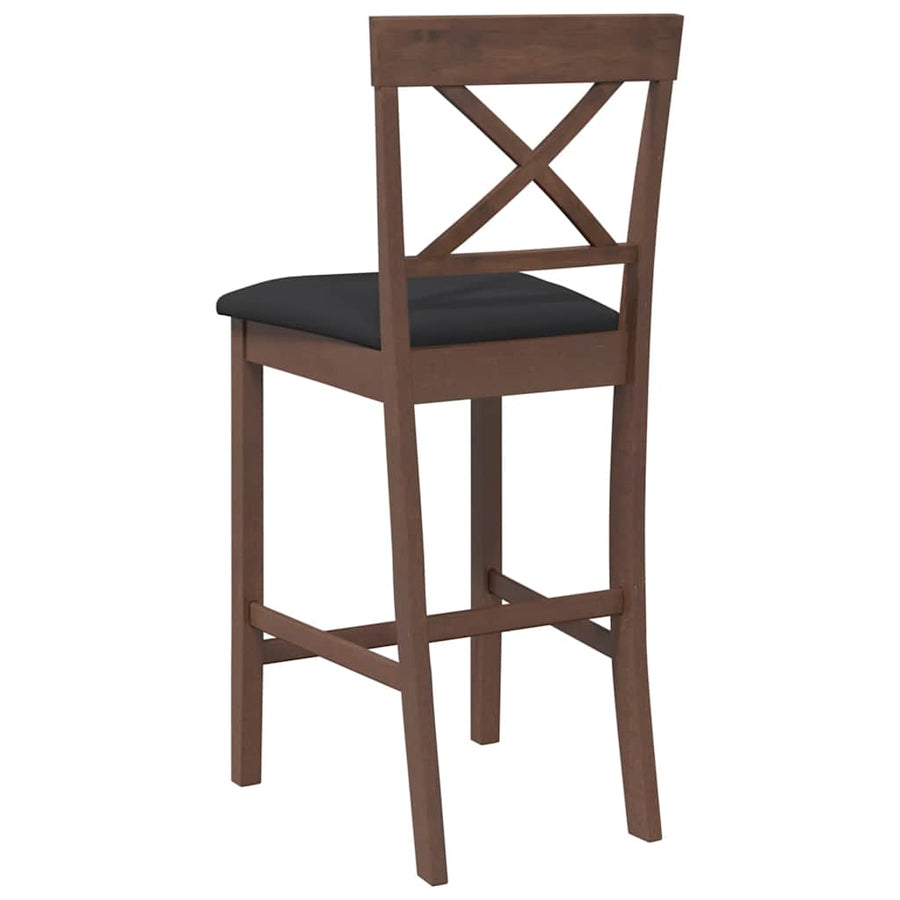 Barkrukken met kussens 2 stuks Bruin massief hout rubber