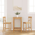 Bar stools 2 pieces natural solid wood rubberwood