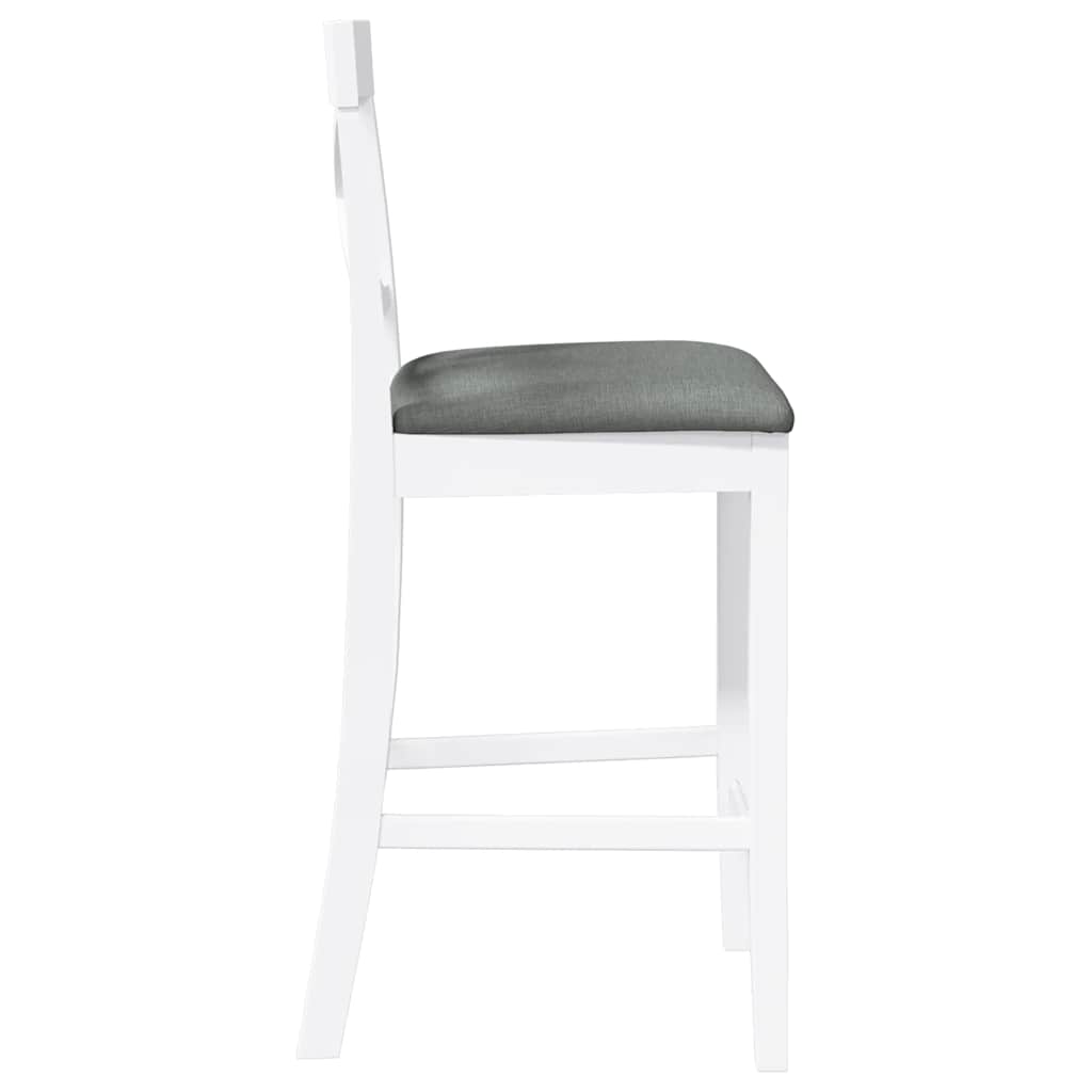 Barkrukken met kussens 2 stuks wit massief hout rubber