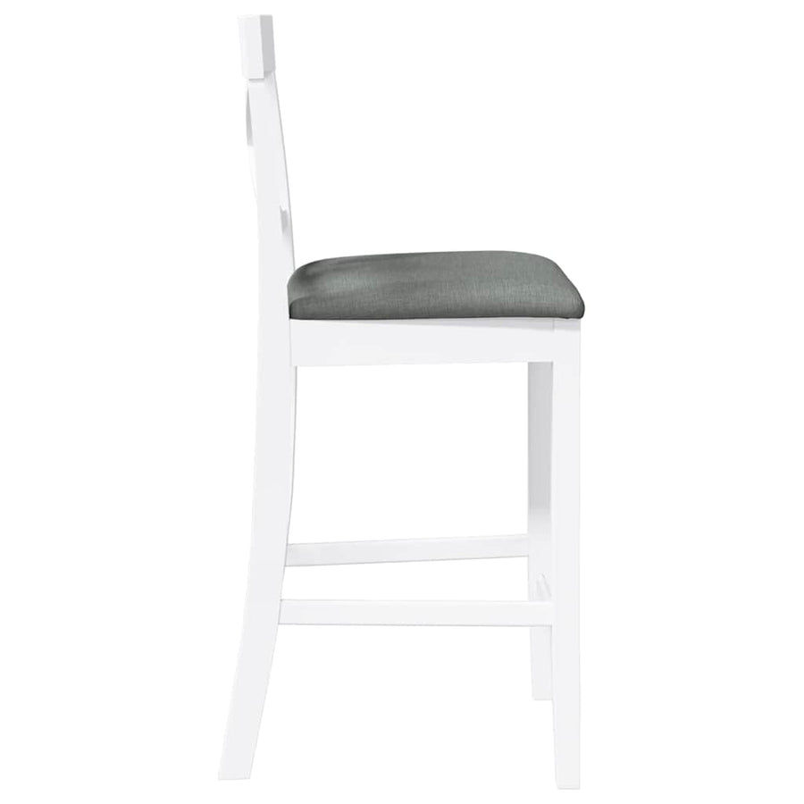 Barkrukken met kussens 2 stuks wit massief hout rubber