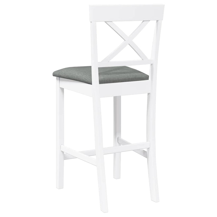 Barkrukken met kussens 2 stuks wit massief hout rubber