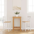 Bar stools 2 pieces White Solid Rubberwood