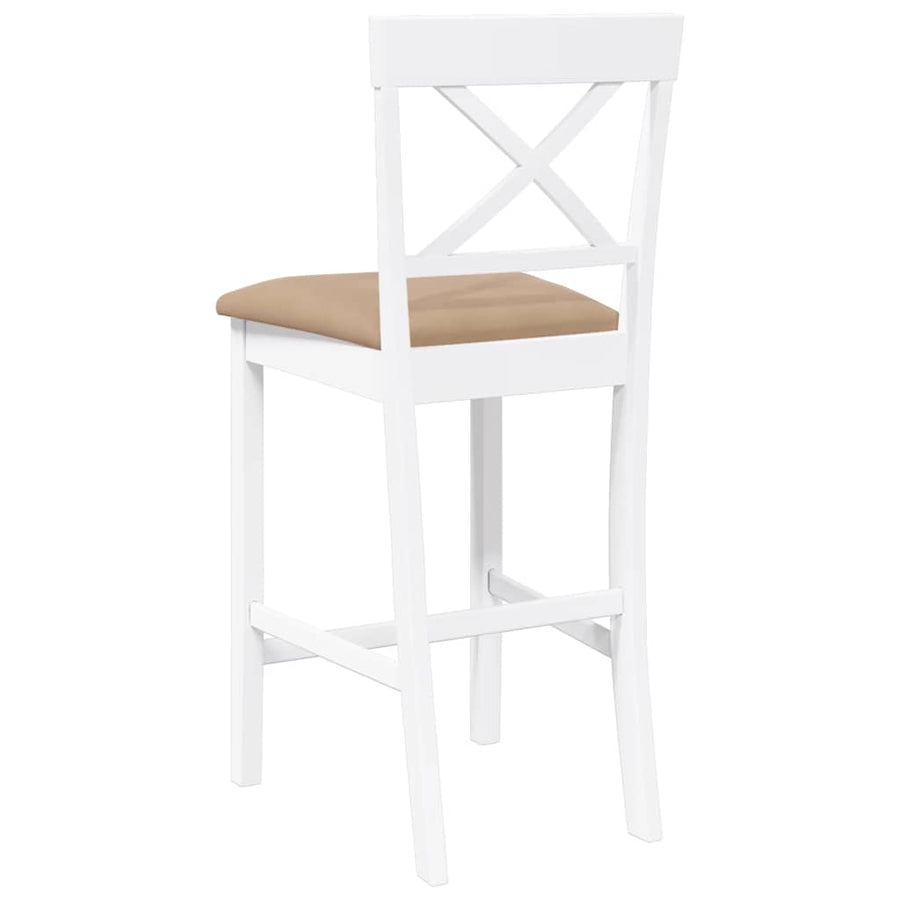 Barkrukken met kussens 2 stuks wit massief hout rubber