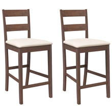 Barkrukken met kussens 2 st massief hout rubber bruin