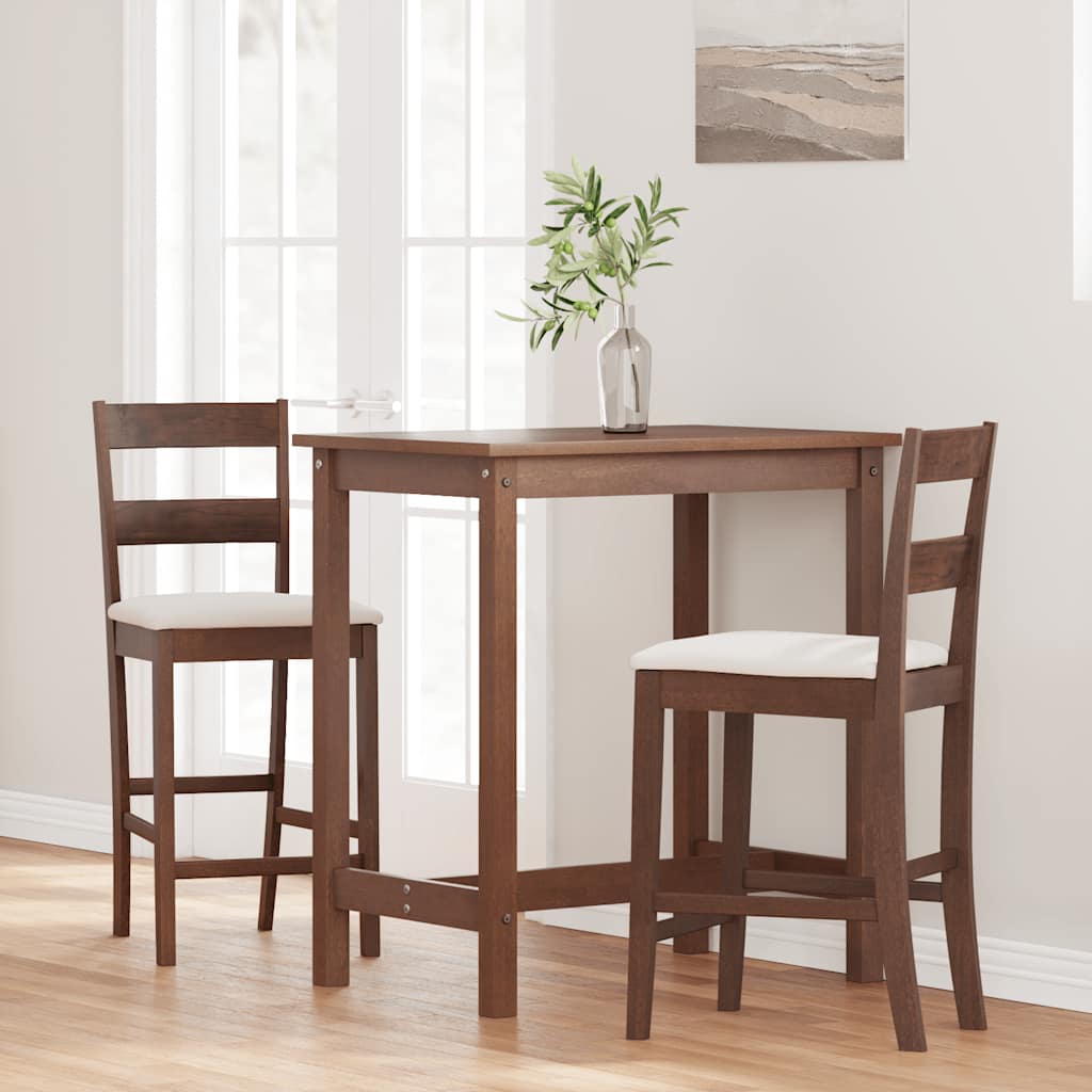 Barkrukken met kussens 2 st massief hout rubber bruin