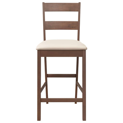 Barkrukken met kussens 2 st massief hout rubber bruin