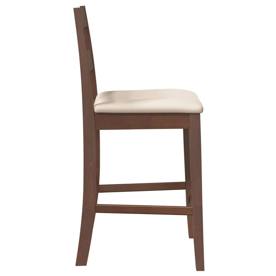 Barkrukken met kussens 2 st massief hout rubber bruin