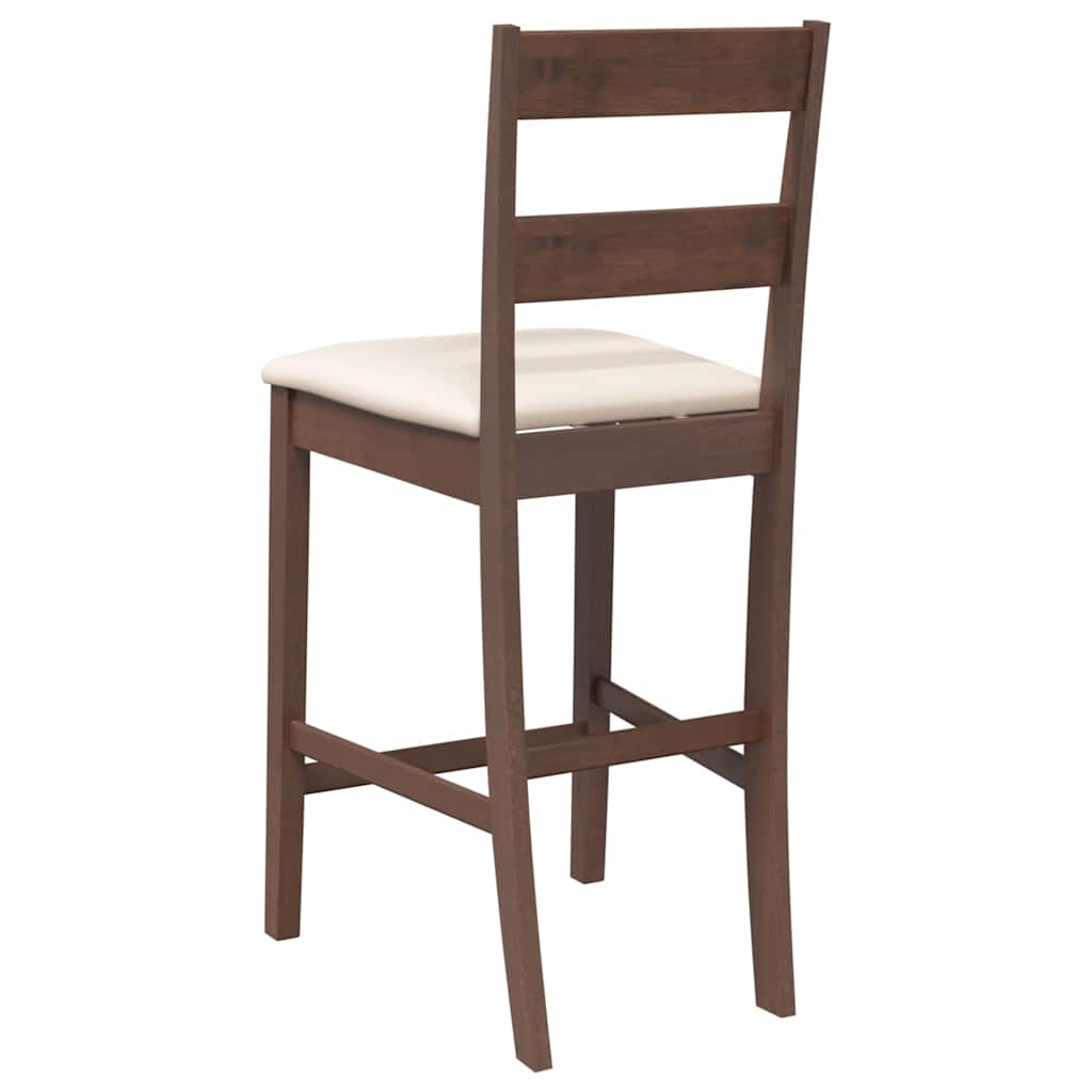 Barkrukken met kussens 2 st massief hout rubber bruin