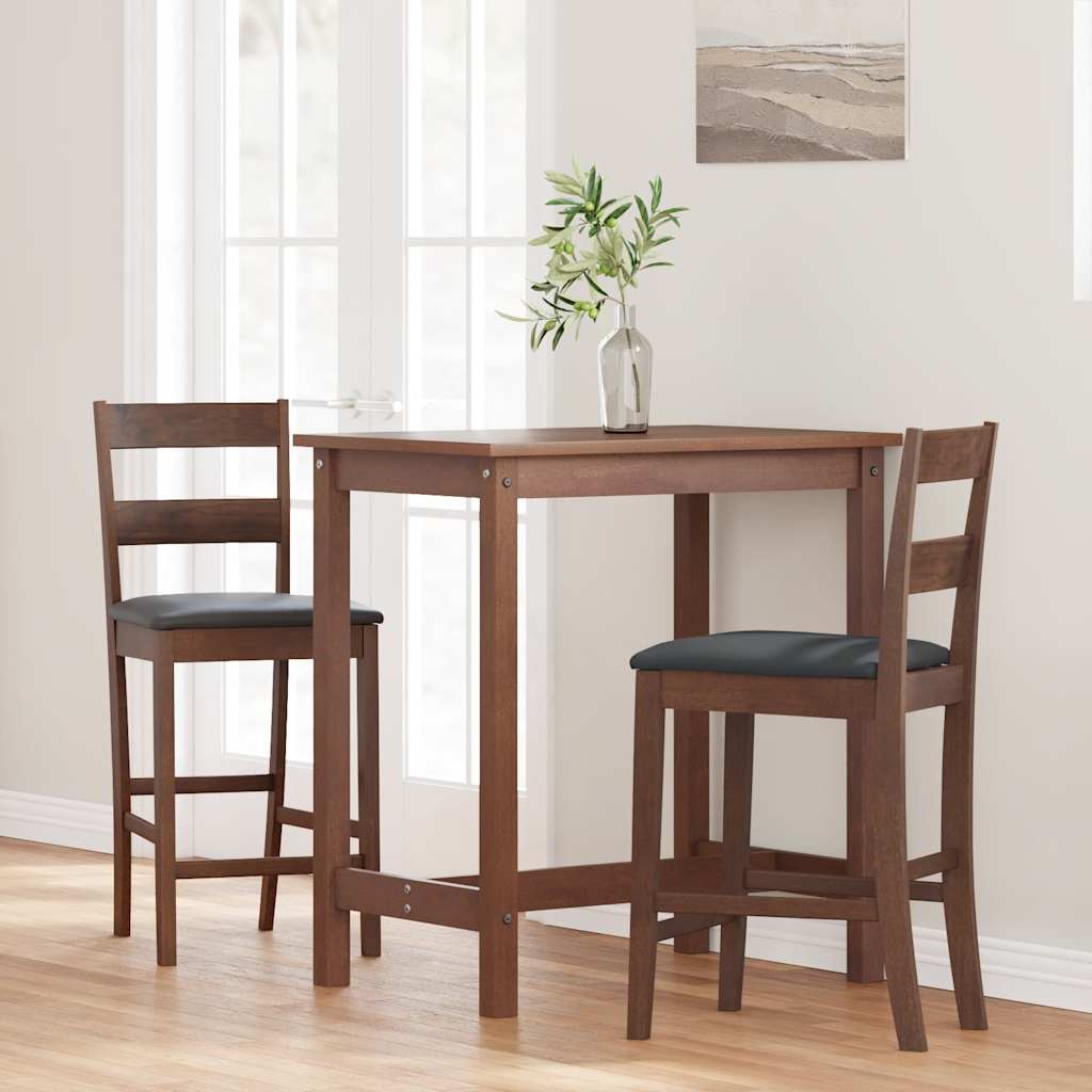 Barkrukken met kussens 2 st massief hout rubber bruin