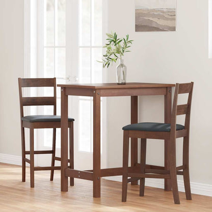 Barkrukken met kussens 2 st massief hout rubber bruin