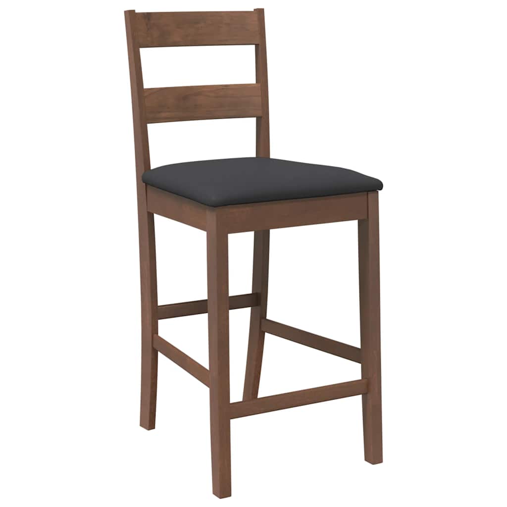 Barkrukken met kussens 2 st massief hout rubber bruin