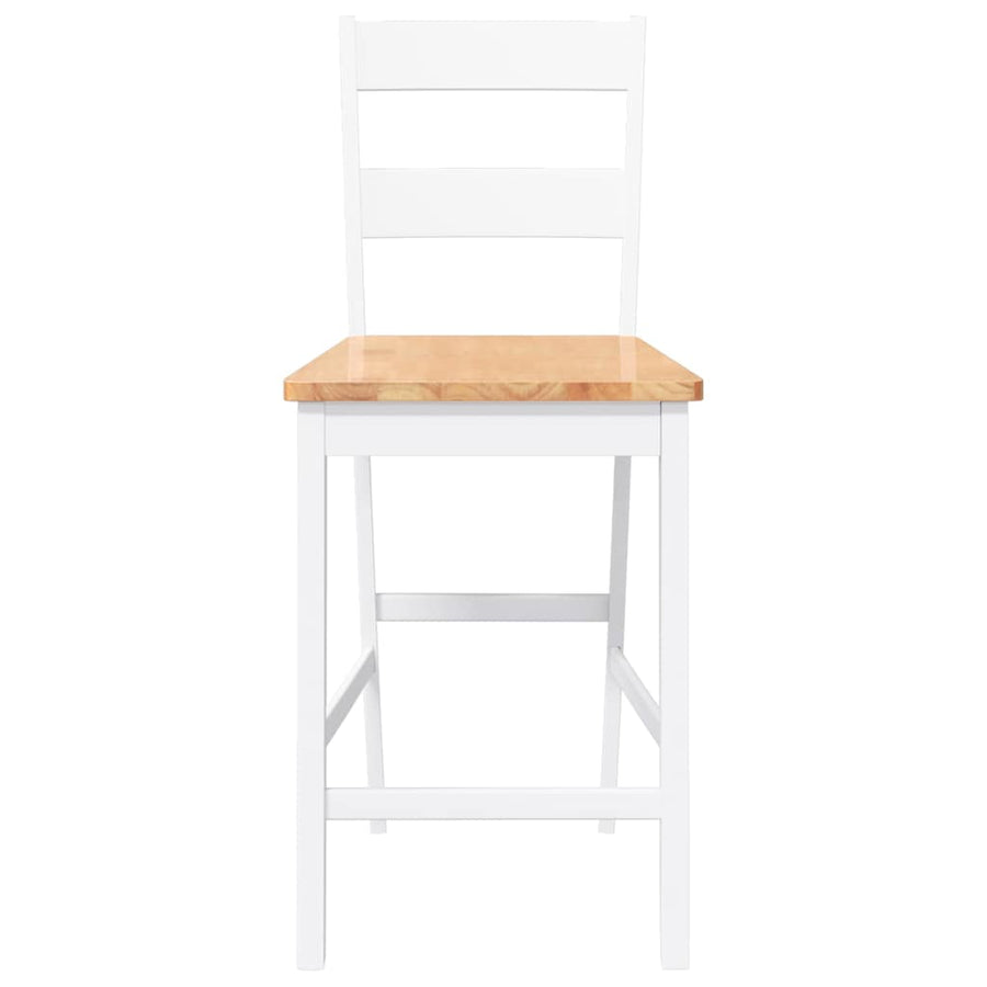 Barkrukken 2 st massief hout rubber wit