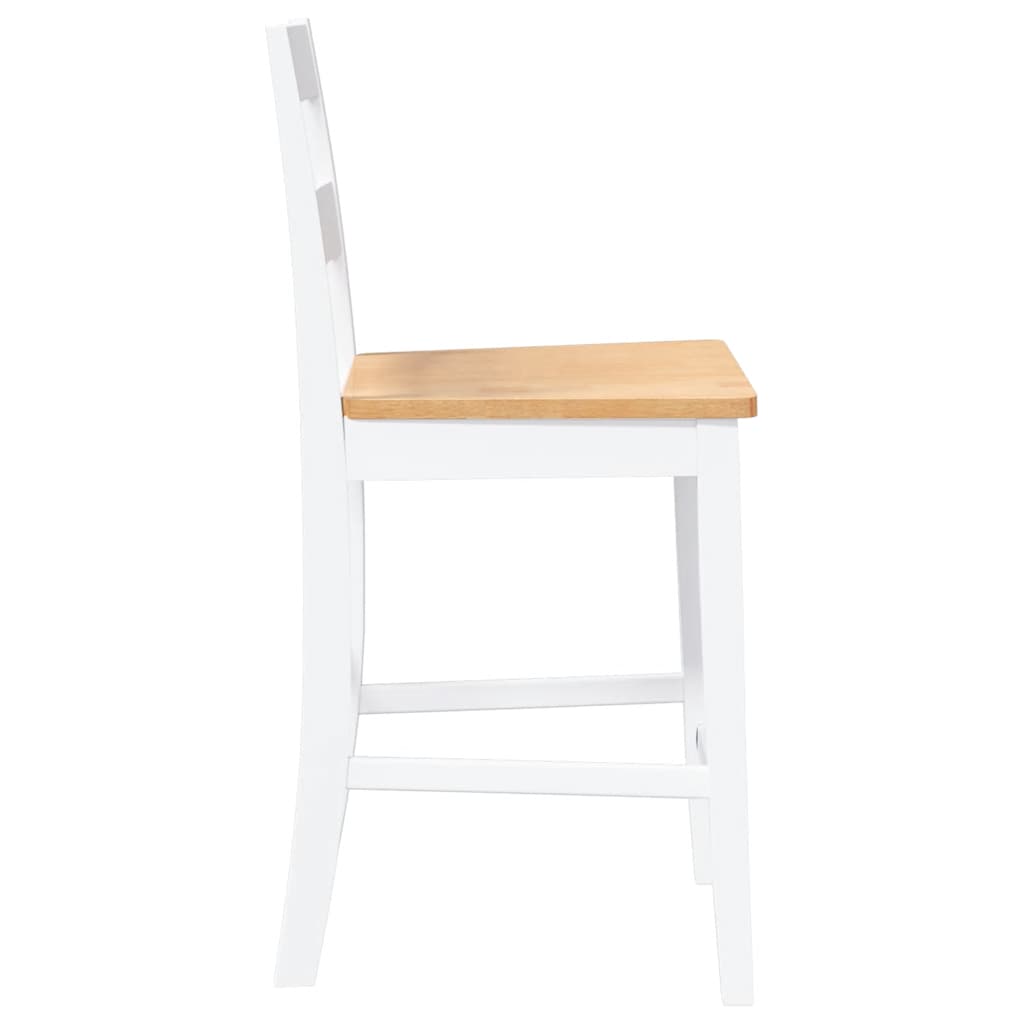 Barkrukken 2 st massief hout rubber wit