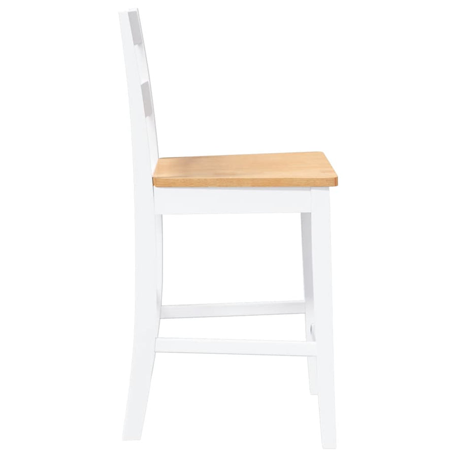 Barkrukken 2 st massief hout rubber wit