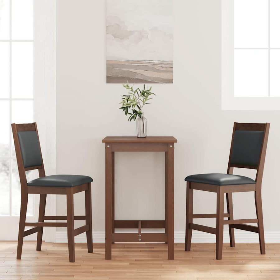 Barkrukken met kussens 2 stuks Bruin massief hout rubber