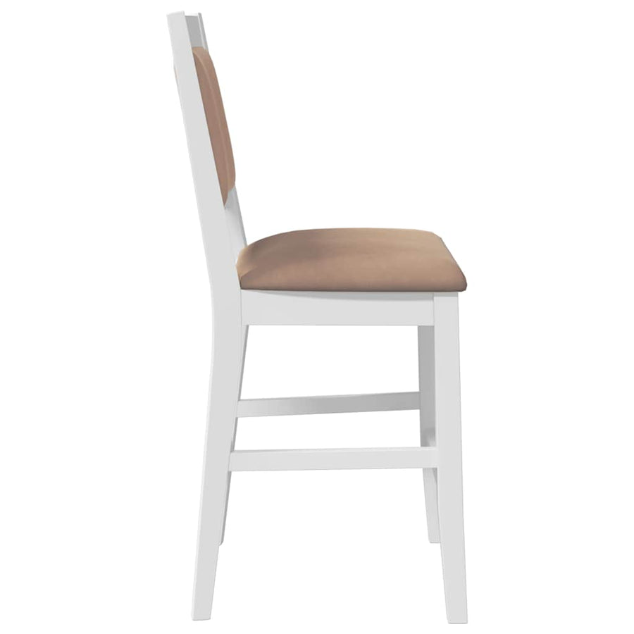 Barkrukken met kussens 2 stuks wit massief hout rubber