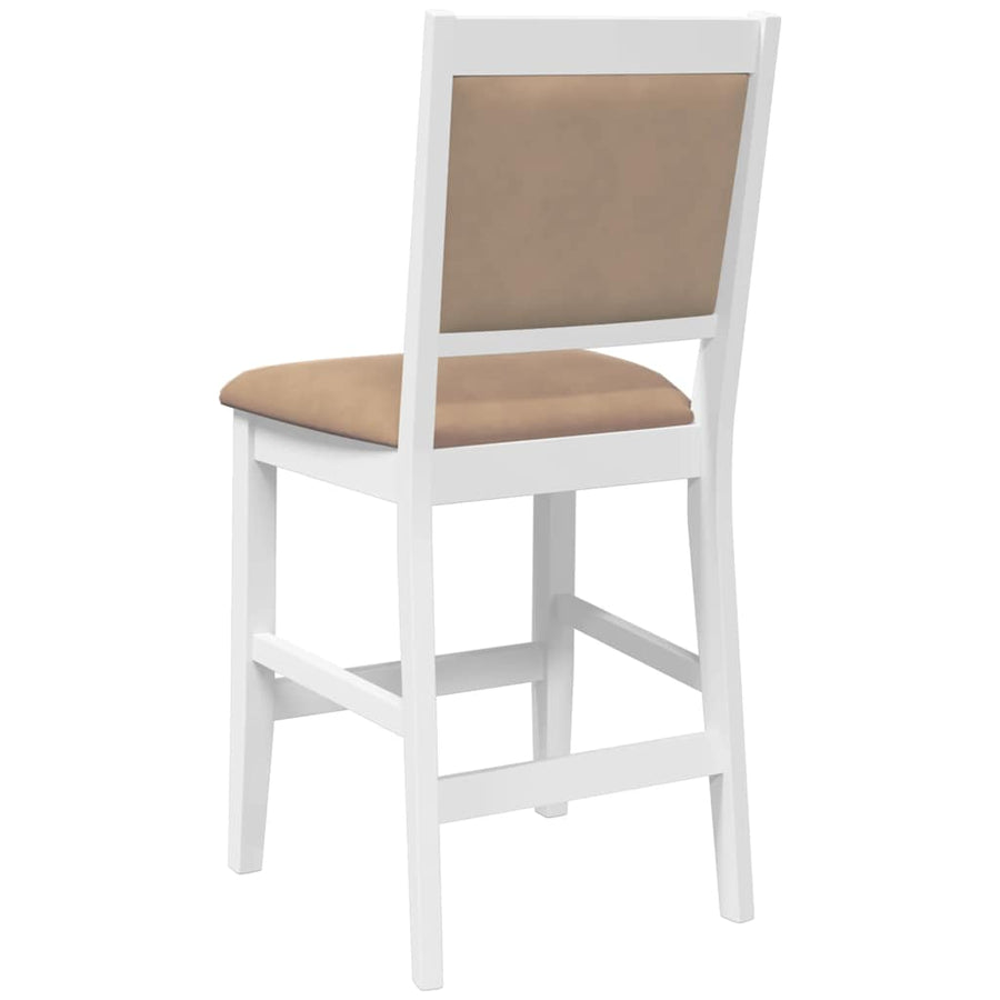 Barkrukken met kussens 2 stuks wit massief hout rubber