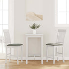 Bar stools with cushions 2 pieces white solid rubber wood