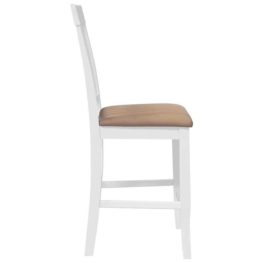 Barkrukken met kussens 2 stuks wit massief hout rubber