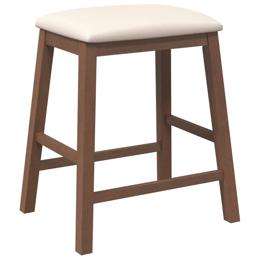 Barstoelen met kussens 2 st massief hout rubber bruin