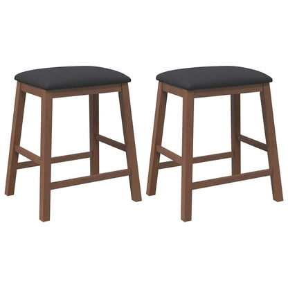 Barstoelen met kussens 2 st massief hout rubber bruin