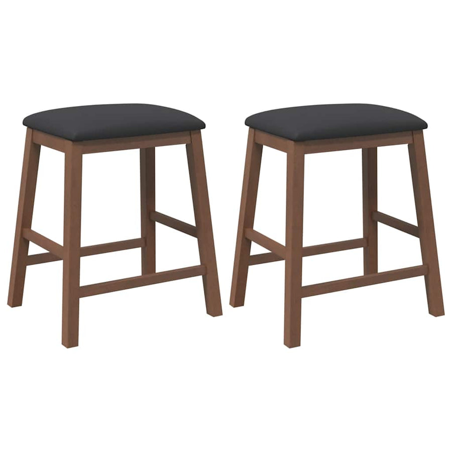 Barstoelen met kussens 2 st massief hout rubber bruin