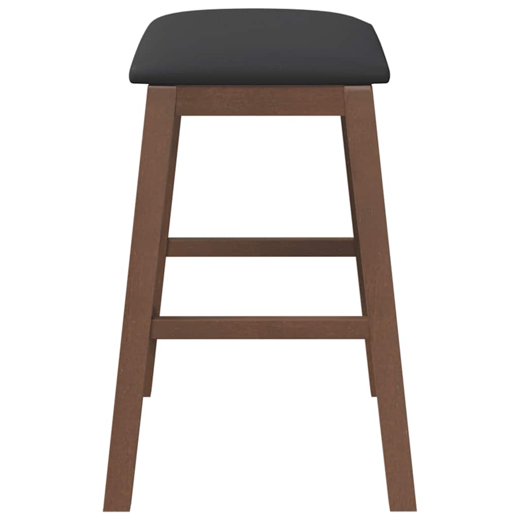 Barstoelen met kussens 2 st massief hout rubber bruin