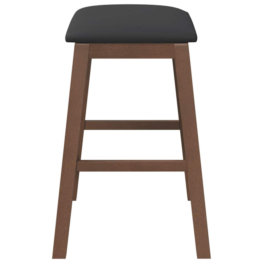 Barstoelen met kussens 2 st massief hout rubber bruin