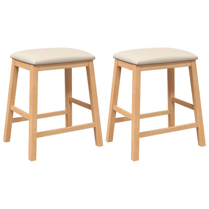 Barstoelen met kussens 2 st massief hout rubber