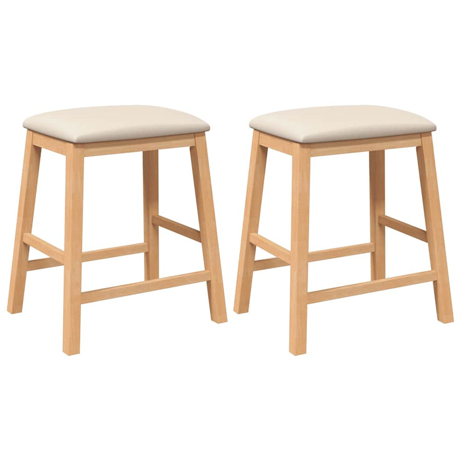 Barstoelen met kussens 2 st massief hout rubber