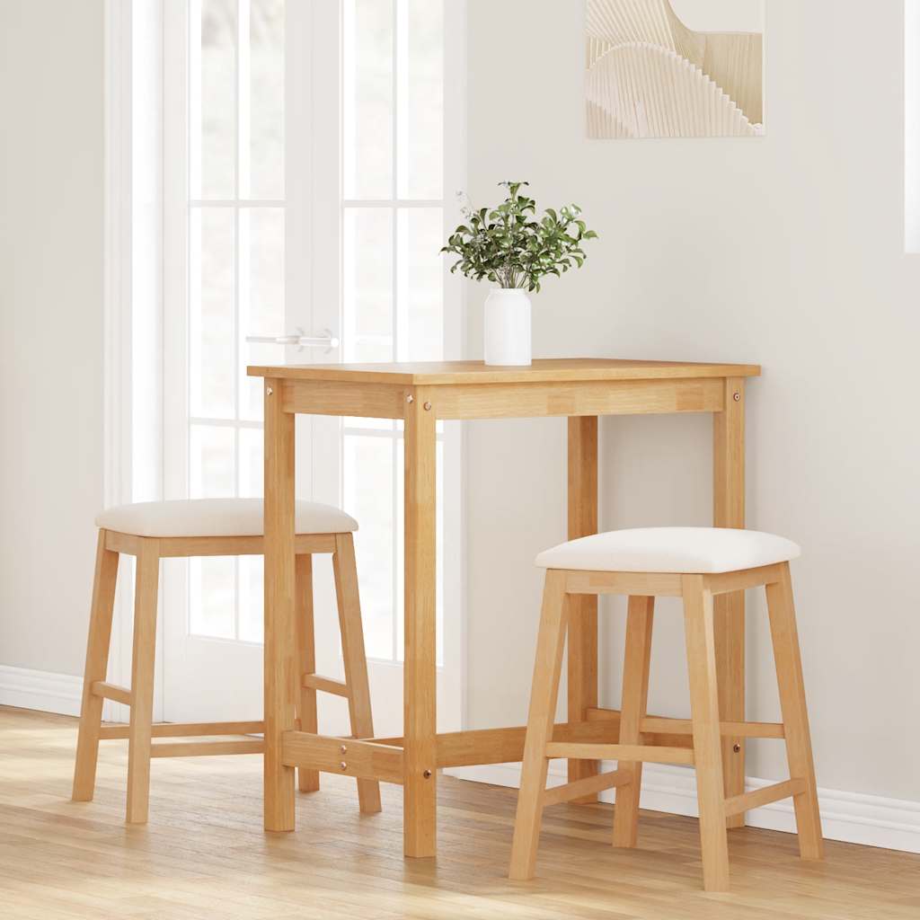 Barstoelen met kussens 2 st massief hout rubber