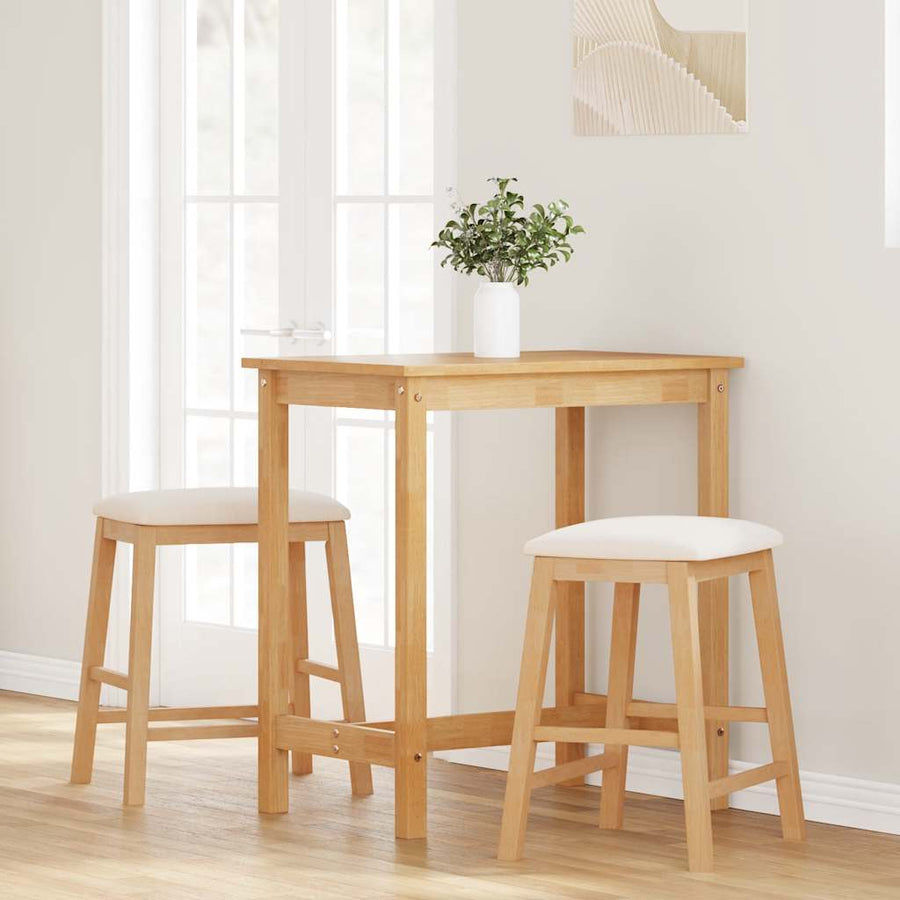 Barstoelen met kussens 2 st massief hout rubber