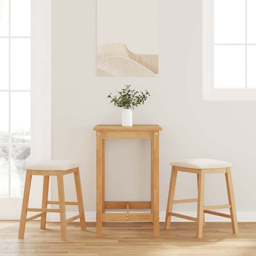 Barstoelen met kussens 2 st massief hout rubber