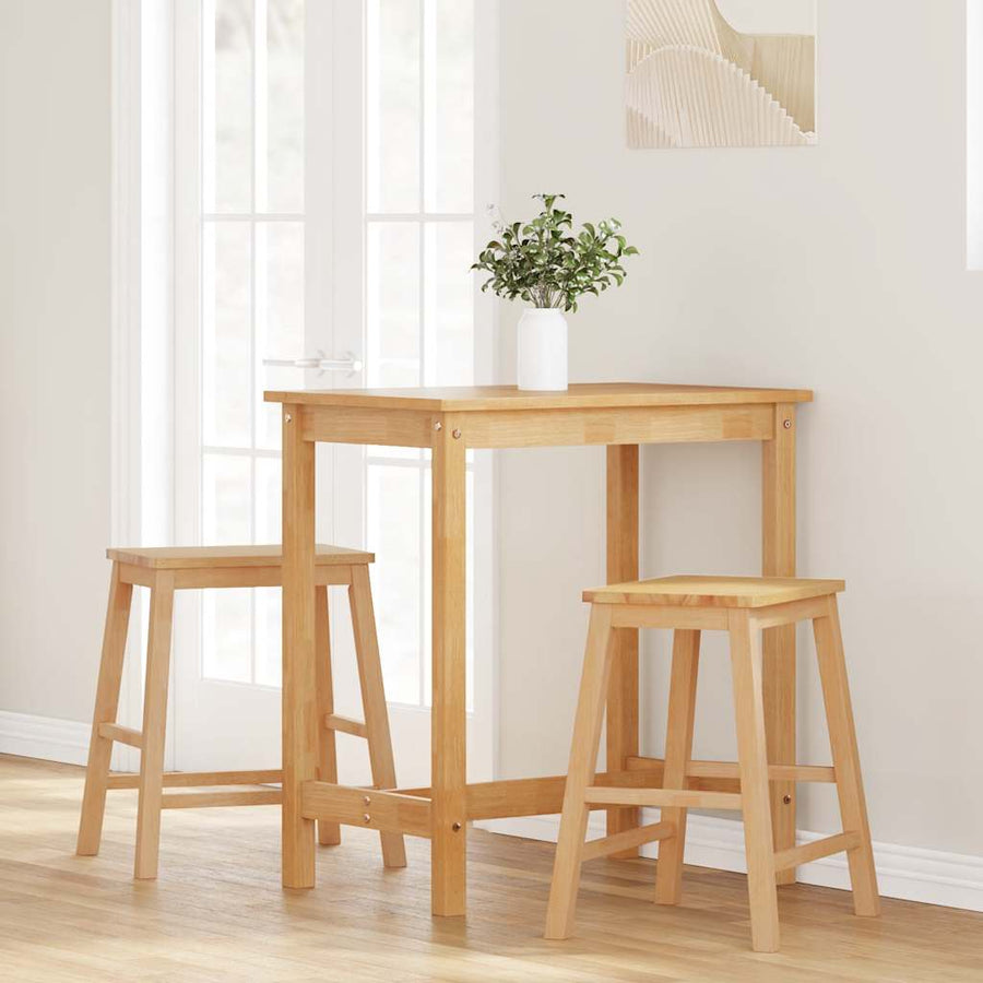 Barstoelen 2 st massief hout rubber