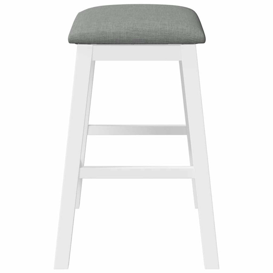 Barstoelen met kussens 2 st massief hout rubber wit