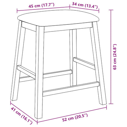Barstoelen met kussens 2 st massief hout rubber wit