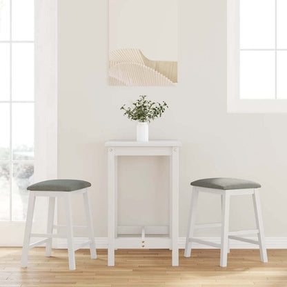 Barstoelen met kussens 2 st massief hout rubber wit